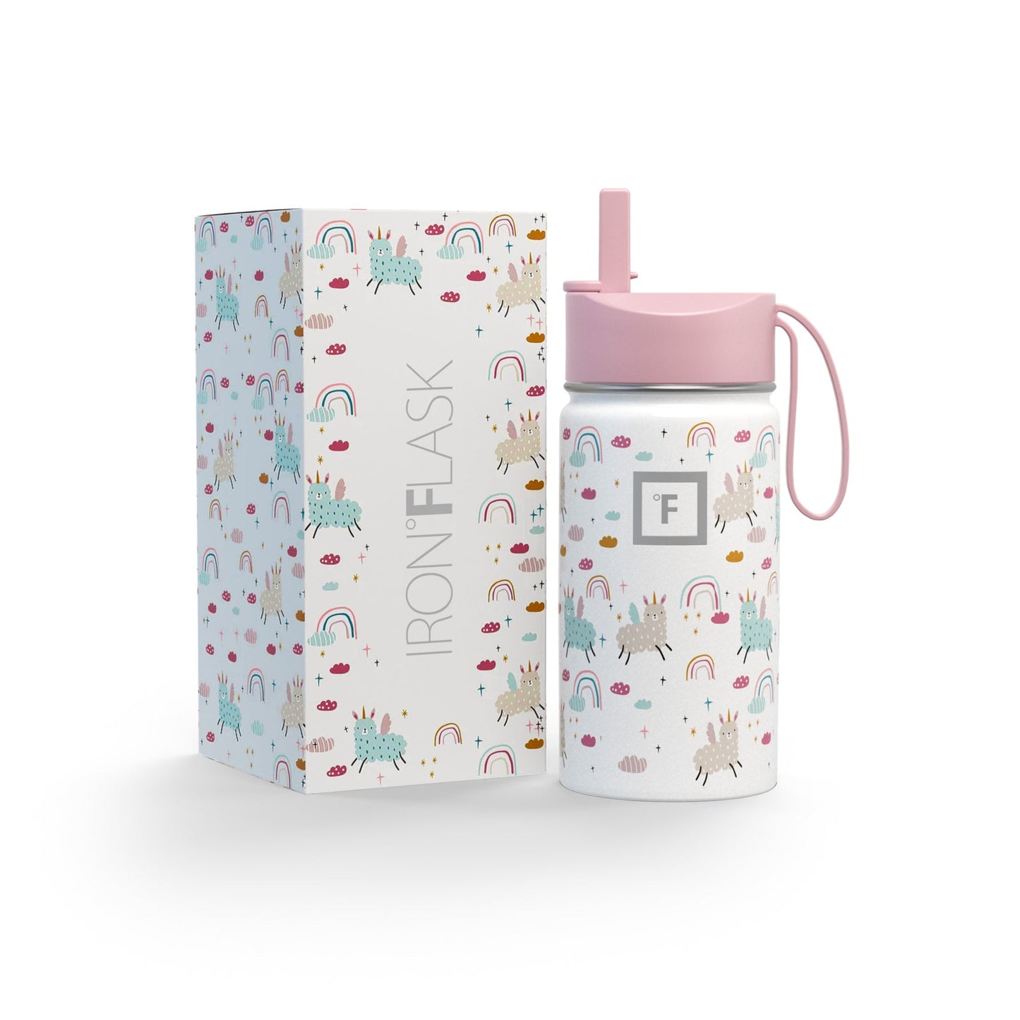kids-water-bottle-c4 KC14ozBOXLOOK_LlamaRainbows.jpg
